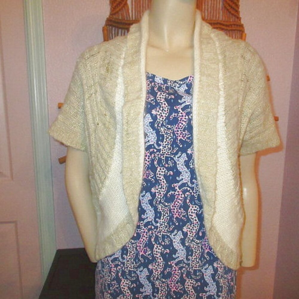 Anthropologie Sleeping On Snow Cropped Open Knit Cardigan Shrug L Fairy Boho Y2K